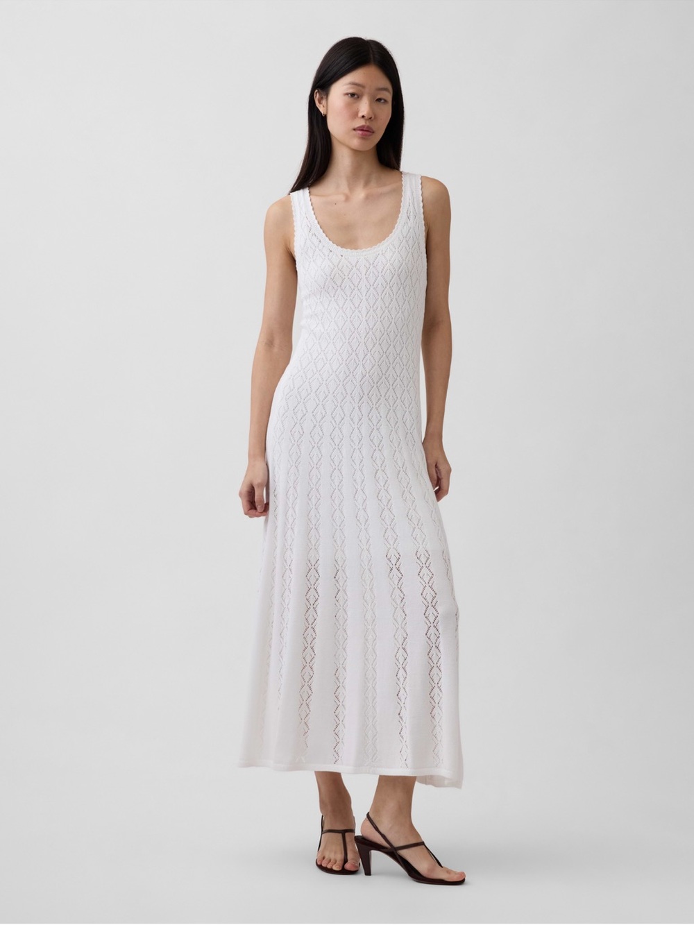 GAP Pointelle Maxi Knit Dress - white - size L - NWT